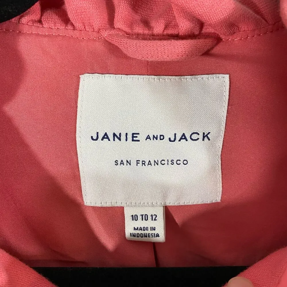 Janie and Jack Girls Rose Pink Ruffle Ponte Jacket Size 10-12